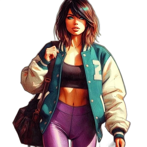 jacket, concept art, cyberpunk, comic book art transparent PNG cut-out