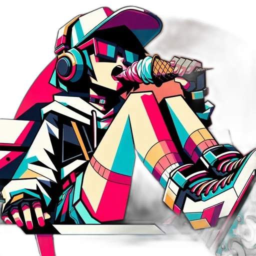 jacket, robot, vaporwave, pixel art transparent PNG cut-out