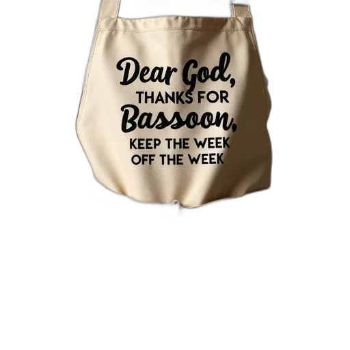 beige, apron, black, text transparent PNG cut-out