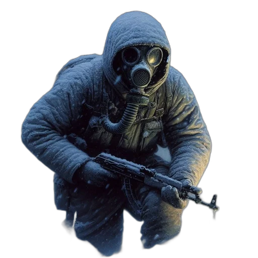 jacket, mask, weapon, creature transparent PNG cut-out