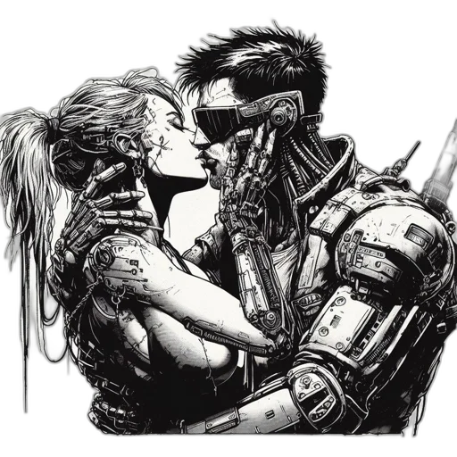 robot, cyberpunk, comic book art, concept art transparent PNG cut-out