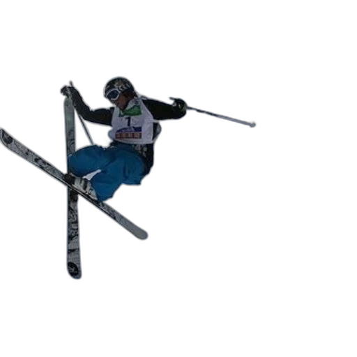 staff, skier, mid-air, clear transparent PNG cut-out