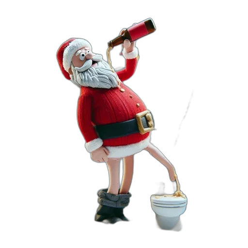 3d render, santa, claus, humorously transparent PNG cut-out
