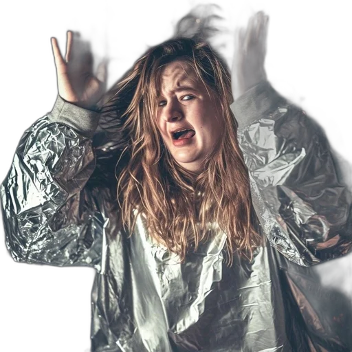 jacket, umbrella, hair, face transparent PNG cut-out