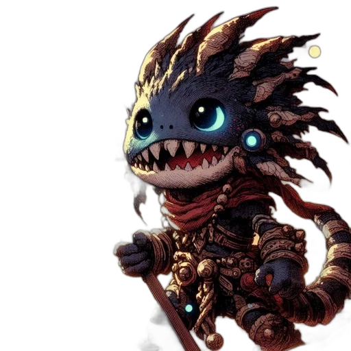 dragon, creature, staff, mask transparent PNG cut-out