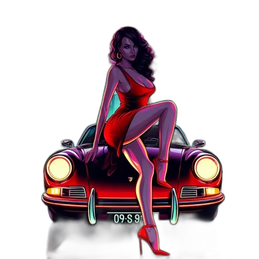 car, dress, cartoon, comic book art transparent PNG cut-out