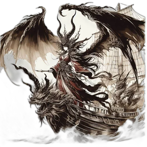 dragon, creature, mask, weapon transparent PNG cut-out