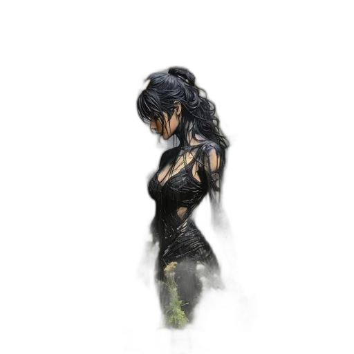 dress, hair, dragon, creature transparent PNG cut-out