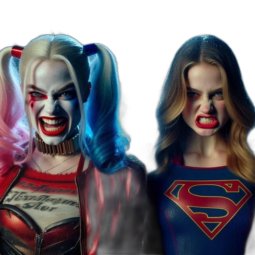 comic book art, concept art, two, characters transparent PNG cut-out
