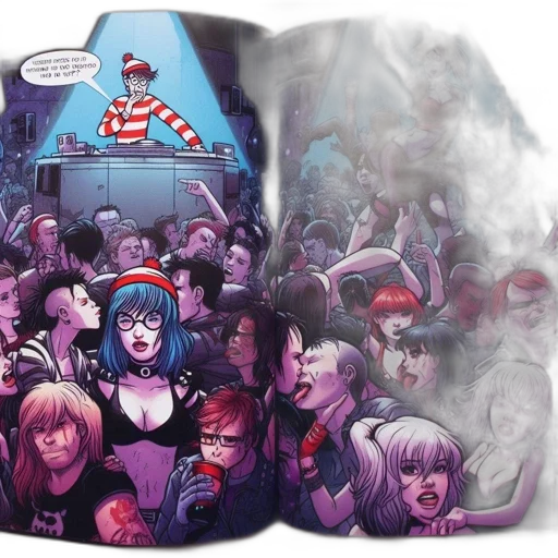 comic book art, concept art, waldo, parody transparent PNG cut-out