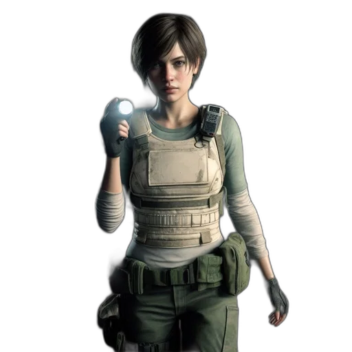 weapon, jacket, staff, face transparent PNG cut-out