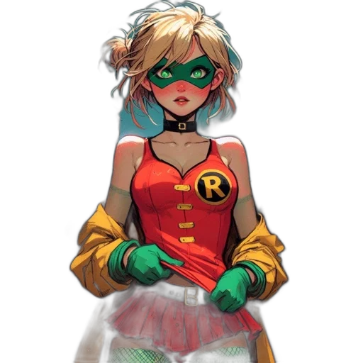 mask, dress, staff, comic book art transparent PNG cut-out