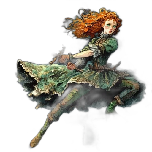 dress, staff, sword, dragon transparent PNG cut-out