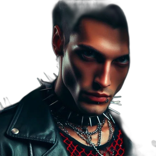 jacket, face, photorealistic, cyberpunk transparent PNG cut-out