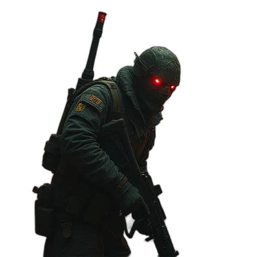 weapon, mask, staff, robot transparent PNG cut-out