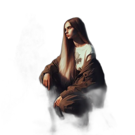 hair, dress, jacket, face transparent PNG cut-out