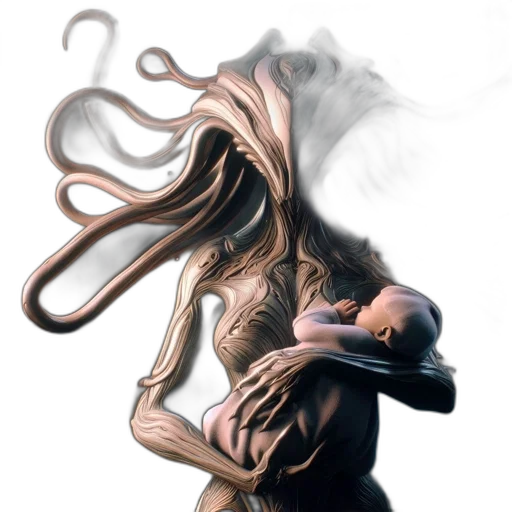 hair, creature, mask, concept art transparent PNG cut-out