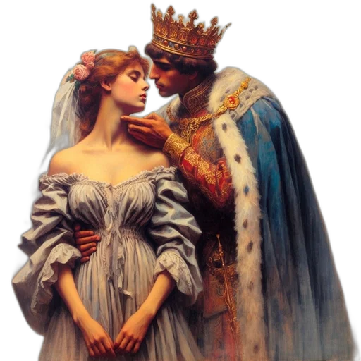 crown, dress, jewelry, oil painting transparent PNG cut-out