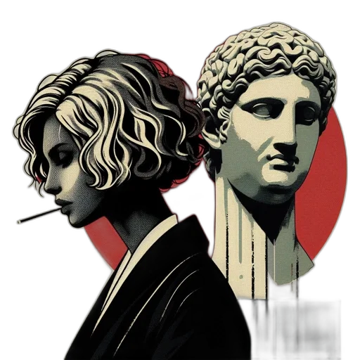 vaporwave, comic book art, concept art, pixel art transparent PNG cut-out
