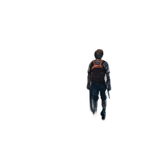 jacket, staff, robot, weapon transparent PNG cut-out