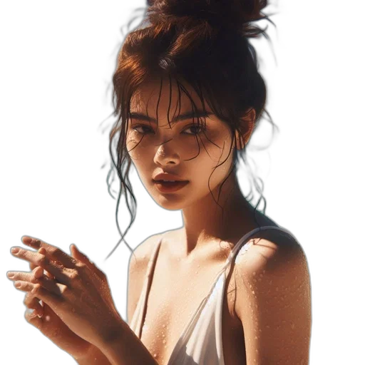 dress, hair, jewelry, face transparent PNG cut-out