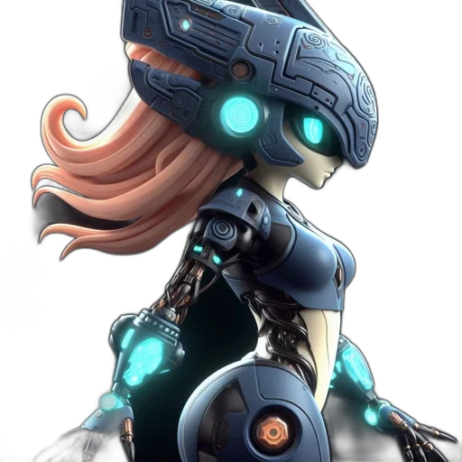 robot, weapon, staff, crown transparent PNG cut-out