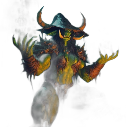 creature, mask, dragon, staff transparent PNG cut-out