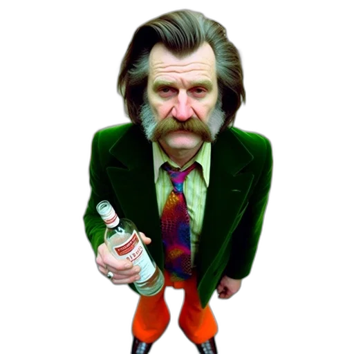 bottle, jacket, face, staff transparent PNG cut-out