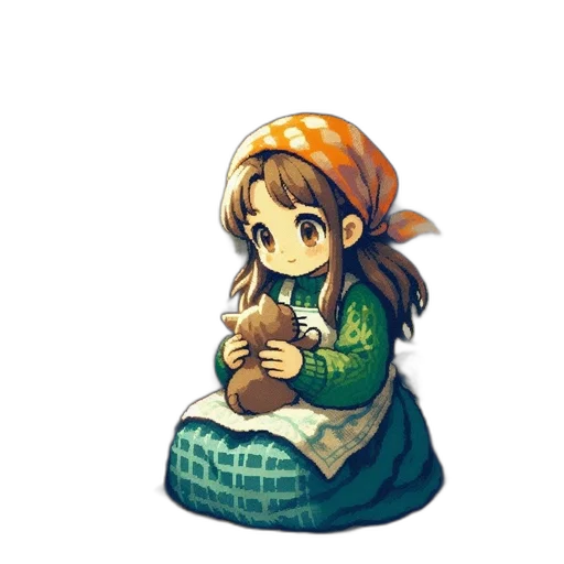 hat, dress, creature, staff transparent PNG cut-out