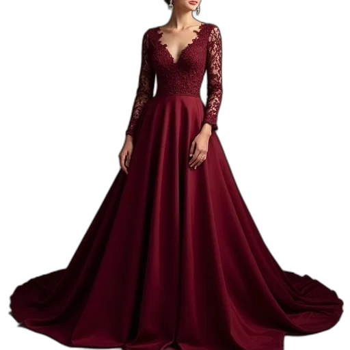 dress, photorealistic, red, dark transparent PNG cut-out