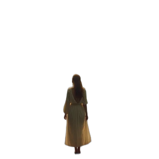 dress, hair, jacket, staff transparent PNG cut-out