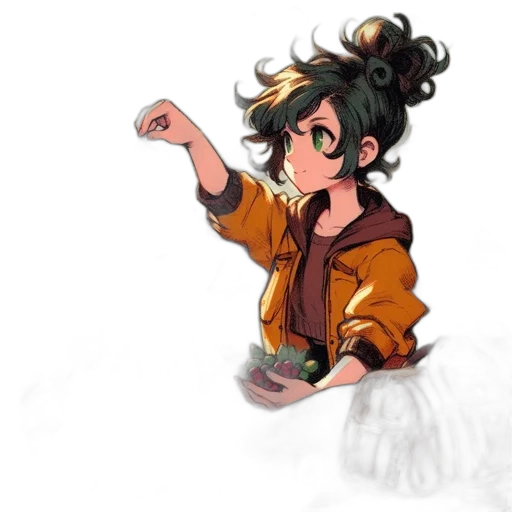 staff, flower, jacket, weapon transparent PNG cut-out