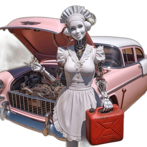 car, robot, jewelry, photorealistic transparent PNG cut-out