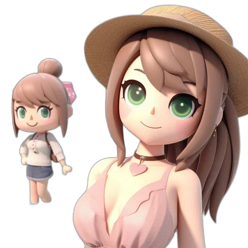 hat, dress, creature, face transparent PNG cut-out