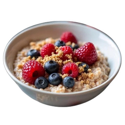 food, bowl, oatmeal, berries transparent PNG cut-out