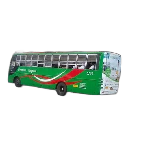 3d render, green, bus, red transparent PNG cut-out