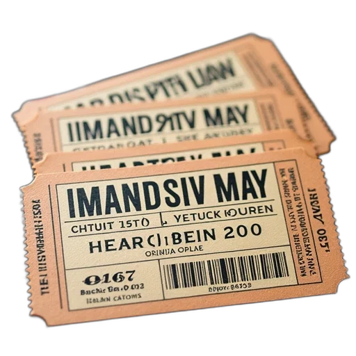 3d render, ticket, wedding, invitation transparent PNG cut-out