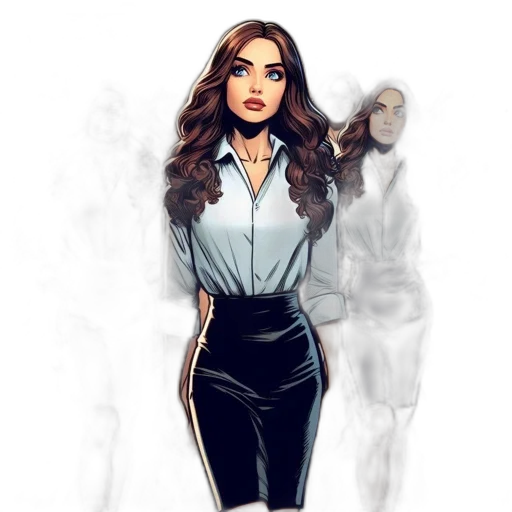 dress, jacket, staff, comic book art transparent PNG cut-out