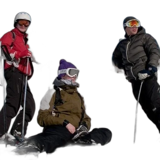 staff, jacket, snow, three transparent PNG cut-out