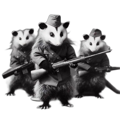 weapon, animal, jacket, hat transparent PNG cut-out