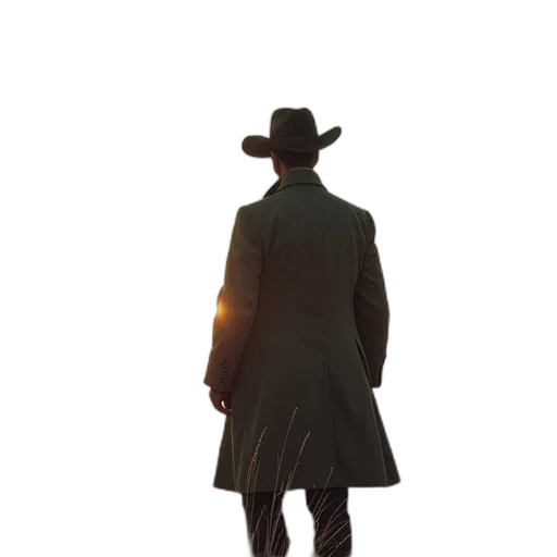 hat, jacket, staff, weapon transparent PNG cut-out