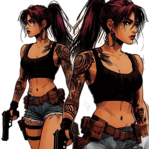 comic book art, cyberpunk, concept art, cartoon transparent PNG cut-out