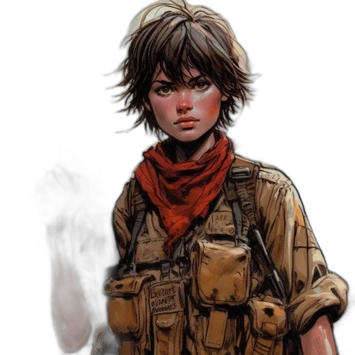 jacket, face, weapon, comic book art transparent PNG cut-out