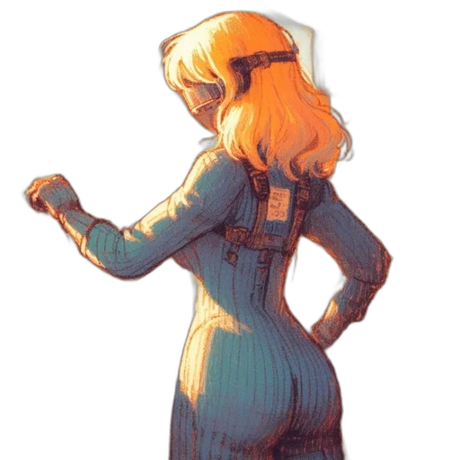 dress, jacket, robot, staff transparent PNG cut-out