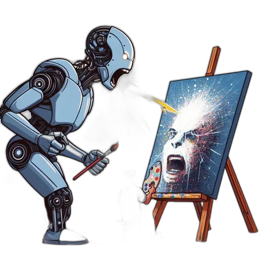 robot, comic book art, concept art, fantasy art transparent PNG cut-out
