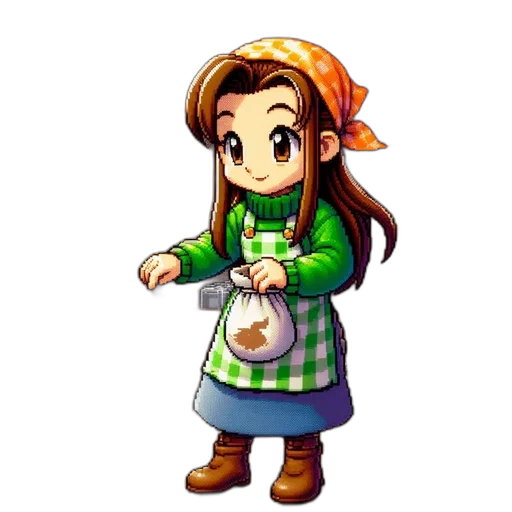 staff, food, dress, pixel art transparent PNG cut-out