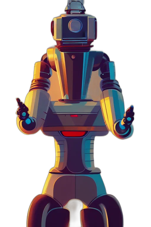 robot, staff, jacket, pixel art transparent PNG cut-out