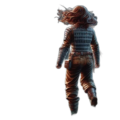 jacket, creature, robot, staff transparent PNG cut-out