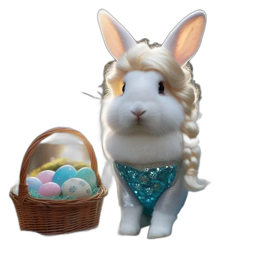 photorealistic, pastel, white, rabbit transparent PNG cut-out