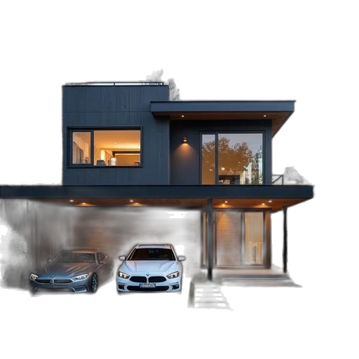 car, building, concept art, 3d render transparent PNG cut-out